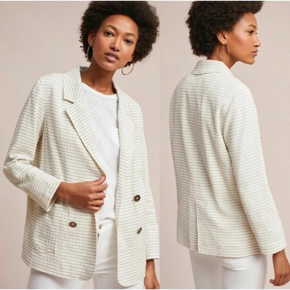 Anthropologie Jackets & Blazers - Cartonnier Anthro Pinstripe BLK/WHT Blazer Jacket